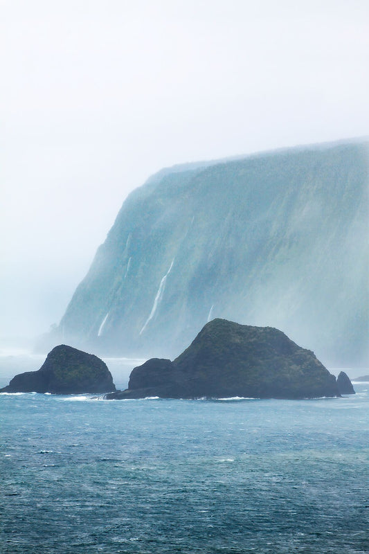 View of Waipio Bay on a foggy bay II